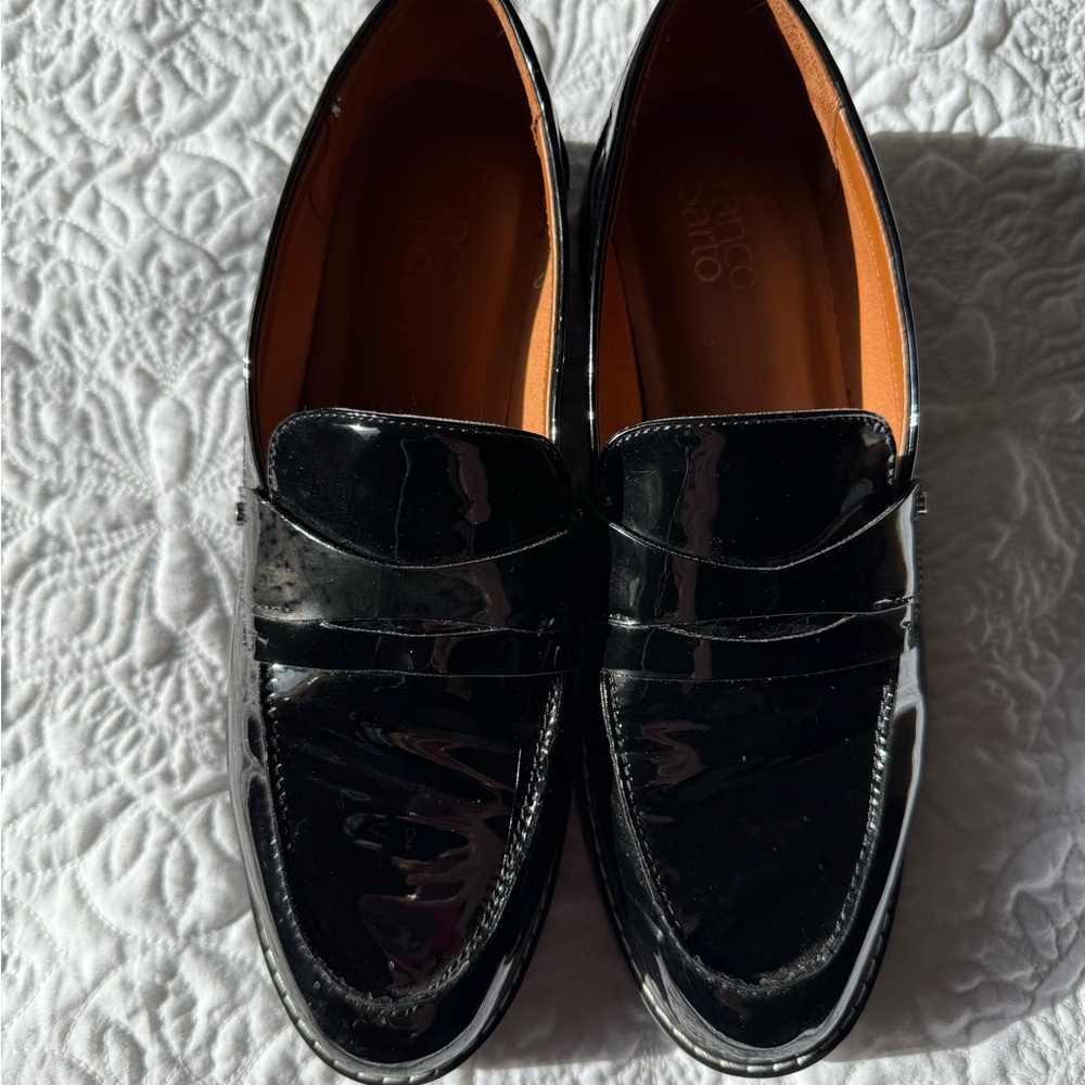 Franco Sarto Black Patent Leather Loafers